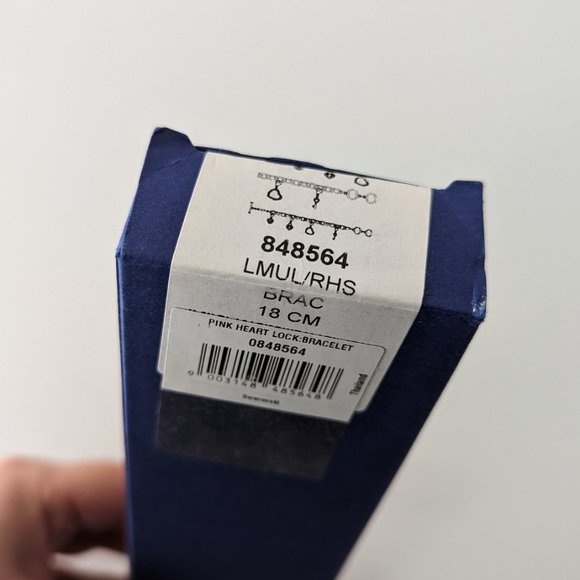 Swarovski Pink Heart Lock & Key Charm Bracelet - Picture 2 of 3